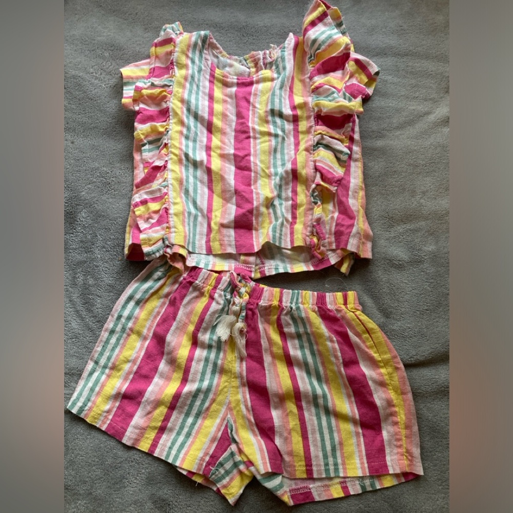 Colorful Striped Kids shirt set jessica simpson size 5/6 all cotton